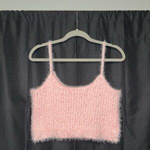 Society 212 Baby Pink Fuzzy Stretchy Sleeveless Tank Crop Top Women’s Size XL
